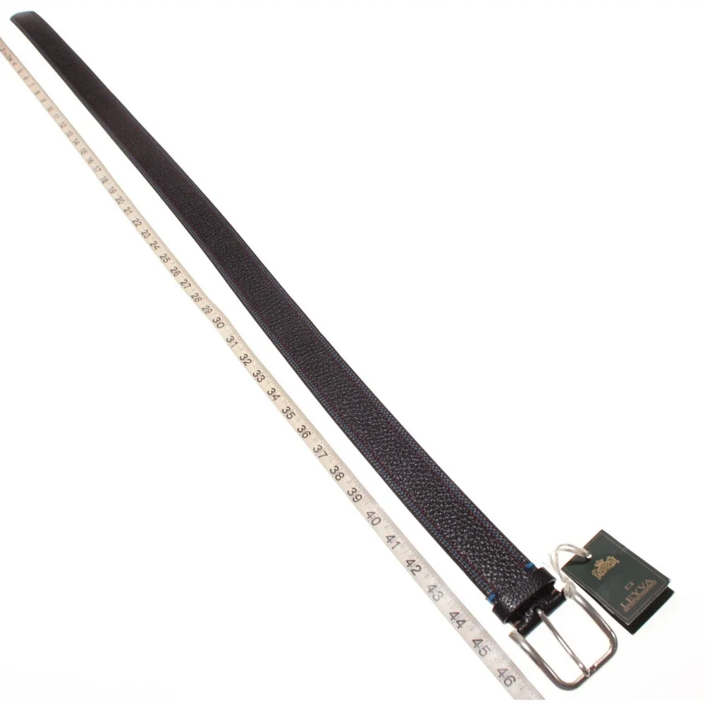 Leyva NWT Classic Belt Size 105 (US 40) in Black Pebbled Leather Made in Spain